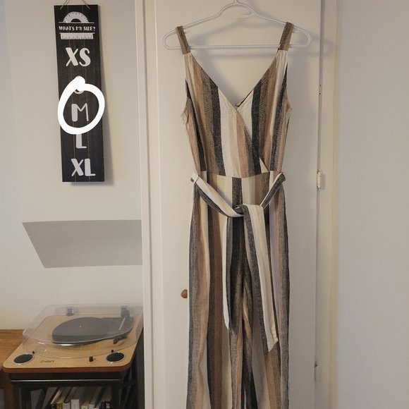 Striped Dynamite jumpsuit with belt (M) - Picture 1 of 6